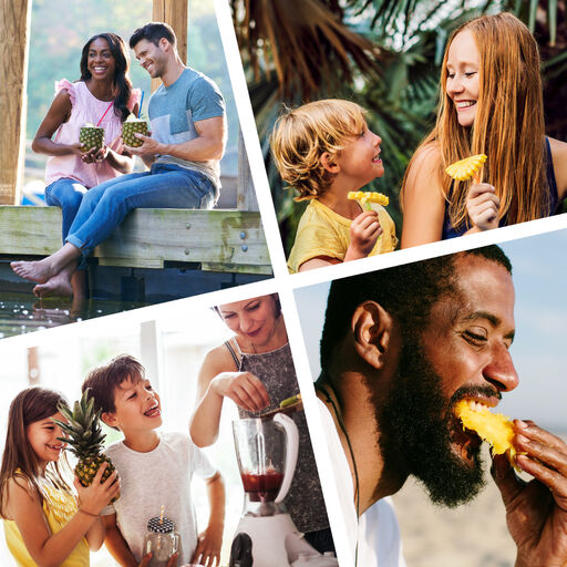 people enjoying pineapple